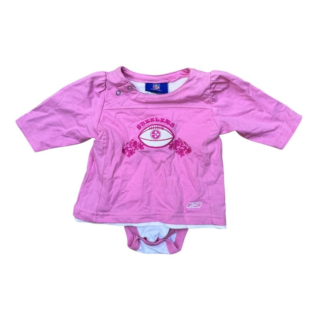 Reebok Pittsburgh Steelers Girls Pink Jersey Bodysuit Infant 6-9 Months NFL